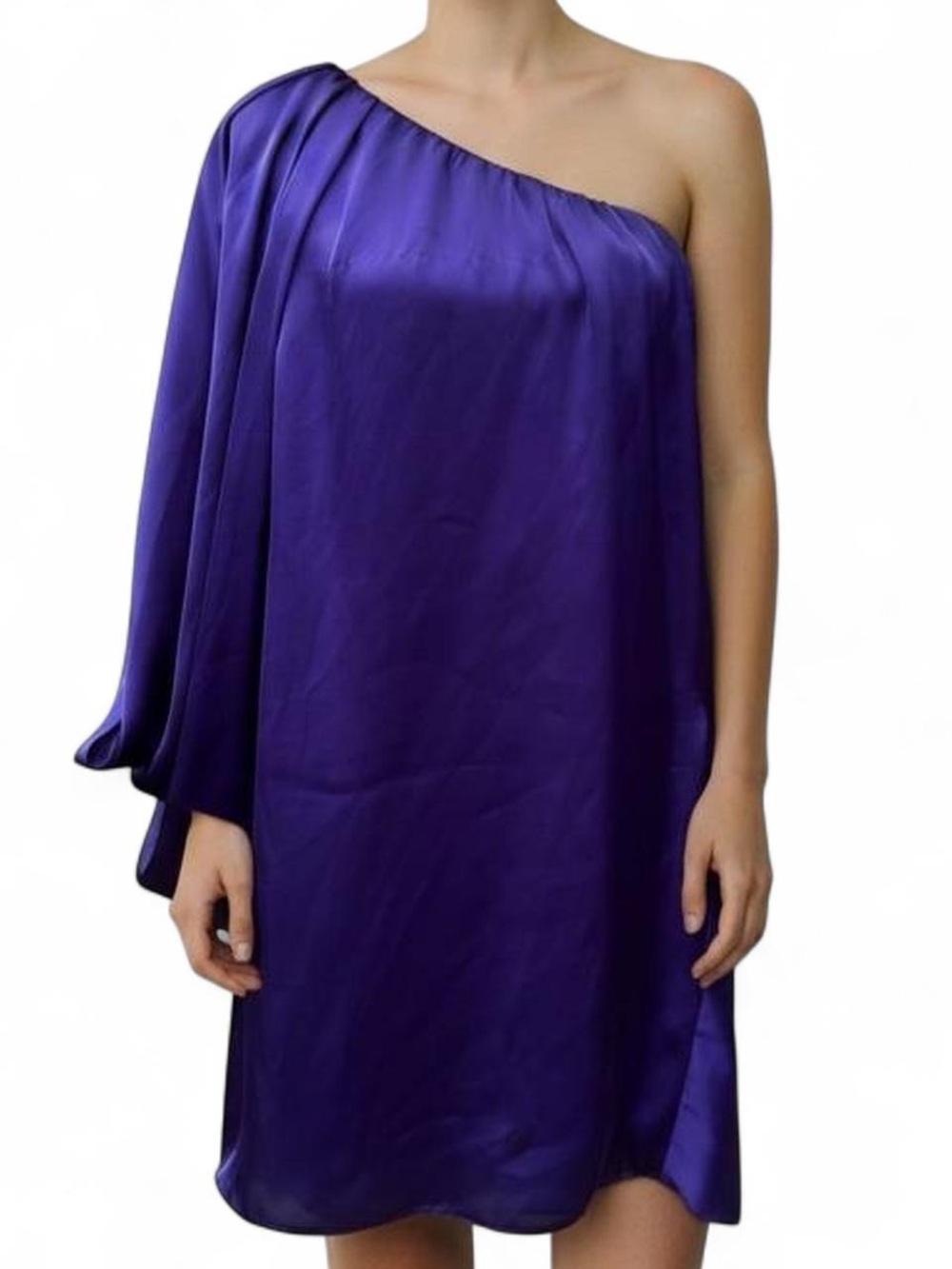 Cache Purple Satin One Shoulder Dress Size 10
